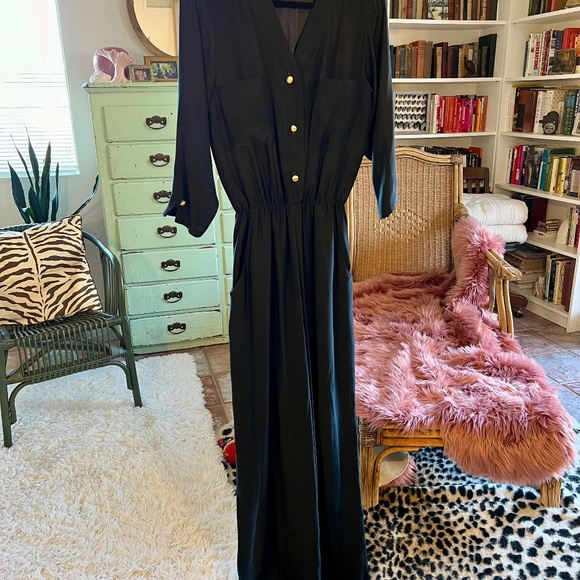 Karina Grimaldi Black Silk Jumpsuit - Picture 2 of 7